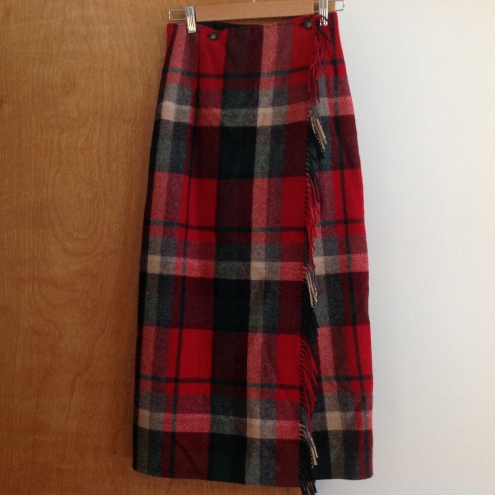 Eddie Bauer Red Plaid Maxi Skirt